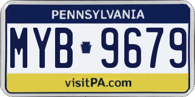 PA license plate MYB9679