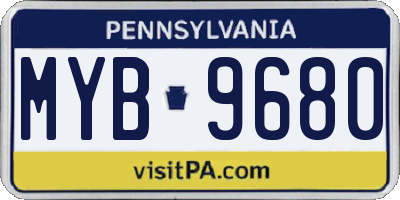 PA license plate MYB9680