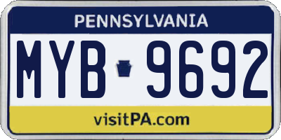 PA license plate MYB9692