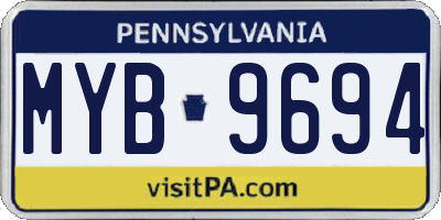 PA license plate MYB9694