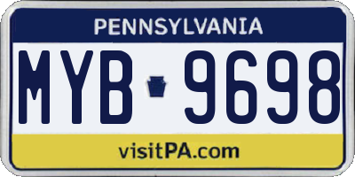 PA license plate MYB9698