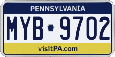 PA license plate MYB9702