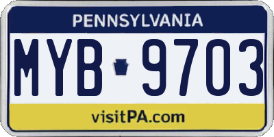 PA license plate MYB9703