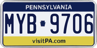 PA license plate MYB9706