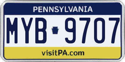 PA license plate MYB9707