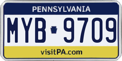 PA license plate MYB9709