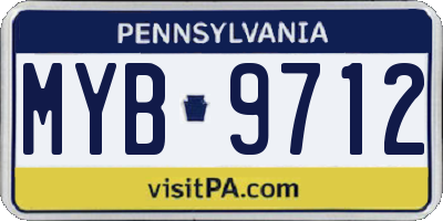 PA license plate MYB9712