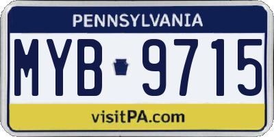 PA license plate MYB9715