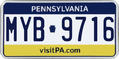 PA license plate MYB9716