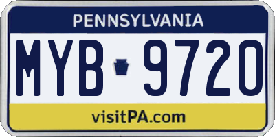PA license plate MYB9720