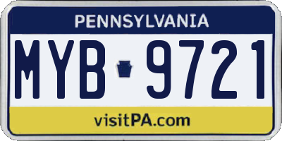 PA license plate MYB9721
