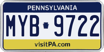 PA license plate MYB9722