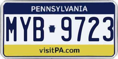 PA license plate MYB9723