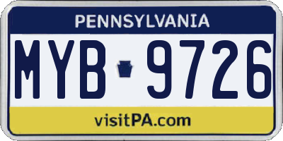 PA license plate MYB9726