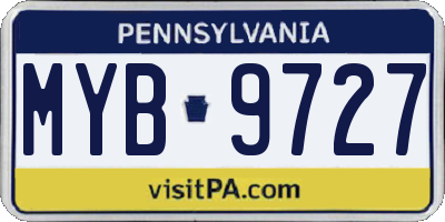PA license plate MYB9727