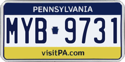 PA license plate MYB9731