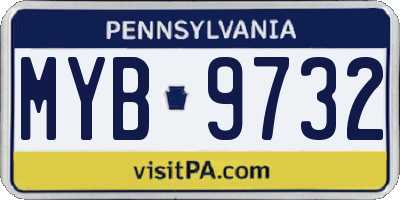 PA license plate MYB9732