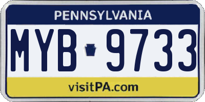 PA license plate MYB9733