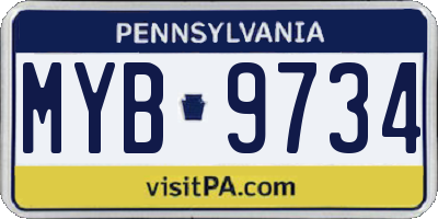 PA license plate MYB9734