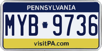 PA license plate MYB9736