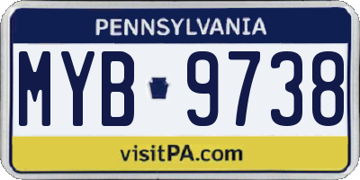 PA license plate MYB9738