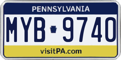 PA license plate MYB9740