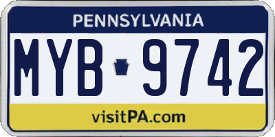 PA license plate MYB9742