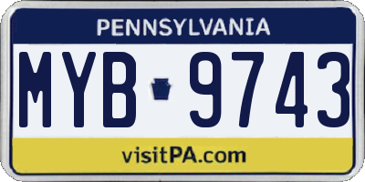 PA license plate MYB9743