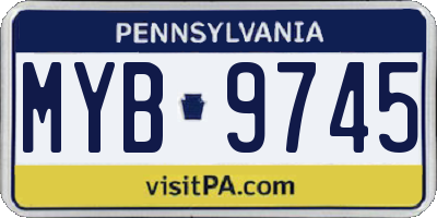 PA license plate MYB9745
