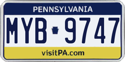 PA license plate MYB9747