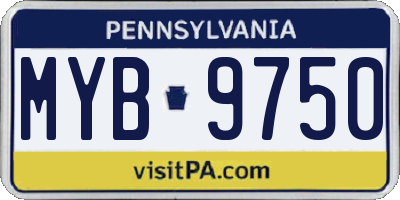 PA license plate MYB9750