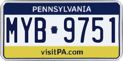 PA license plate MYB9751