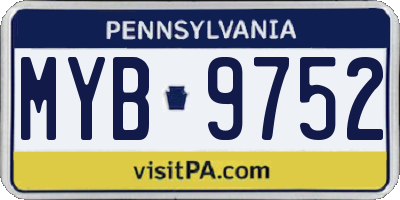 PA license plate MYB9752