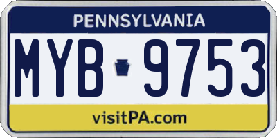 PA license plate MYB9753