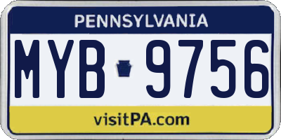 PA license plate MYB9756