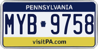 PA license plate MYB9758