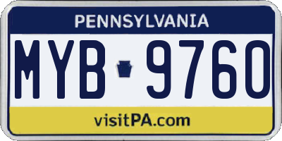 PA license plate MYB9760