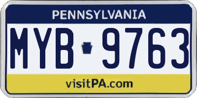 PA license plate MYB9763