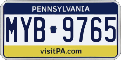 PA license plate MYB9765