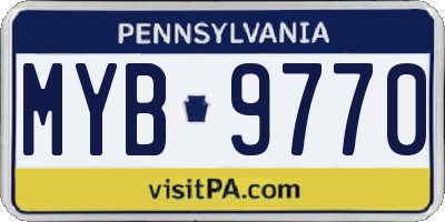 PA license plate MYB9770