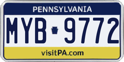 PA license plate MYB9772
