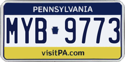 PA license plate MYB9773