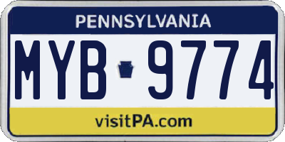 PA license plate MYB9774