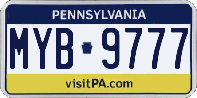 PA license plate MYB9777