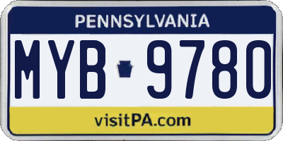 PA license plate MYB9780