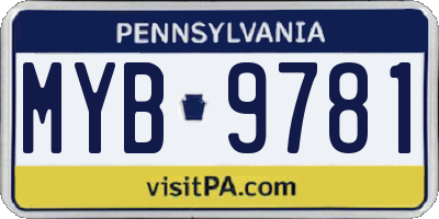 PA license plate MYB9781