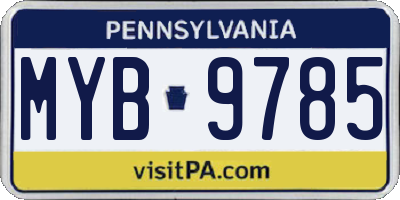 PA license plate MYB9785
