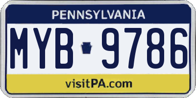 PA license plate MYB9786