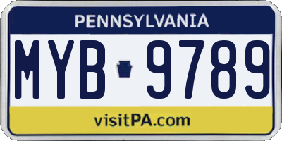 PA license plate MYB9789
