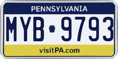 PA license plate MYB9793